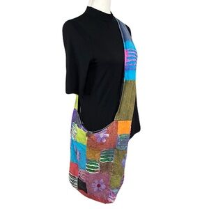 Vintage Patchwork Crossbody Bag Large Floral Embroidery Boho Hippie 90s Y2k